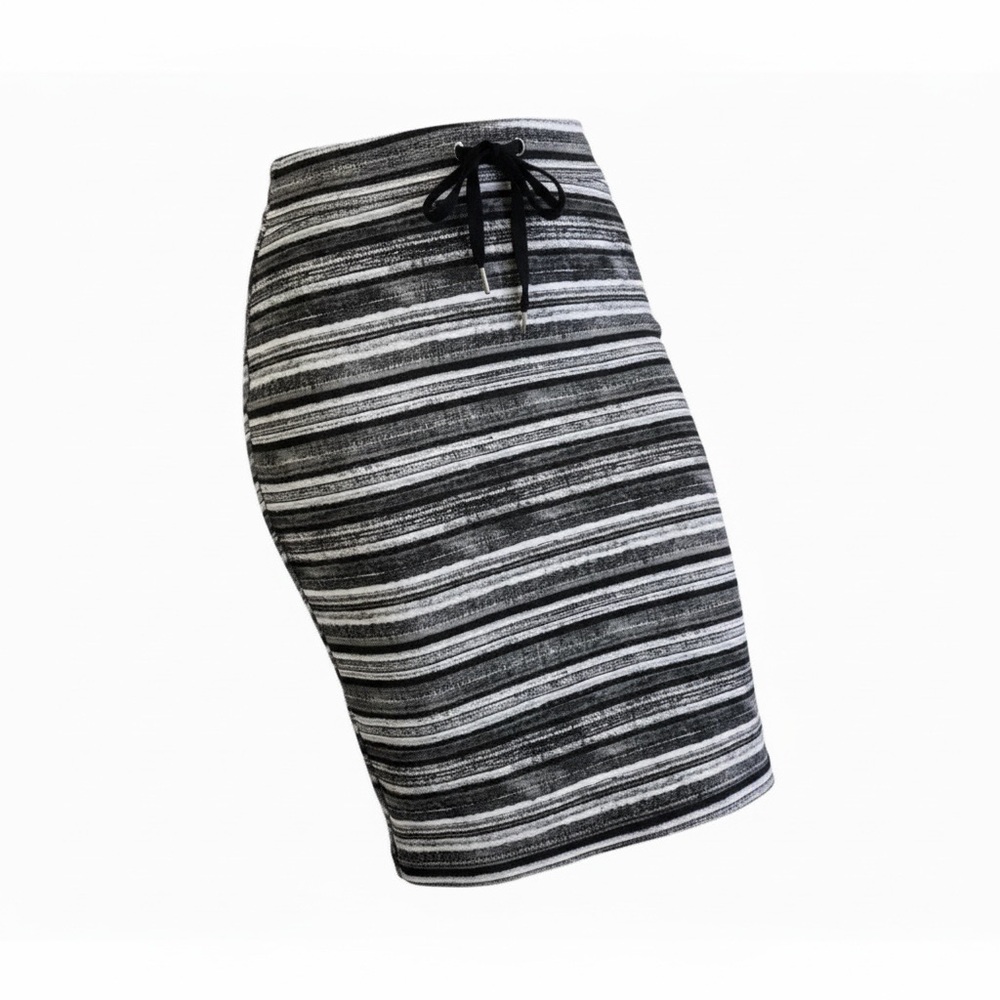 NWT Rachel Roy Knit Skirt, Black White Tie Waist, XS